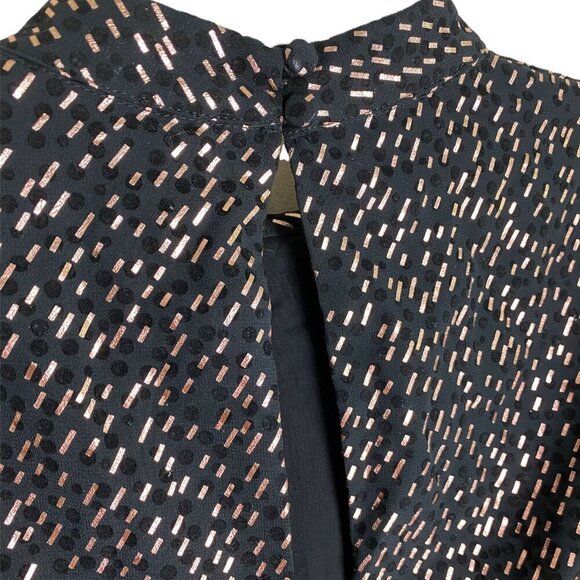 Lé Rumi Black Cocktail Mini Dress Rose Gold METALLIC Open Back Women's Size SM - Picture 7 of 8